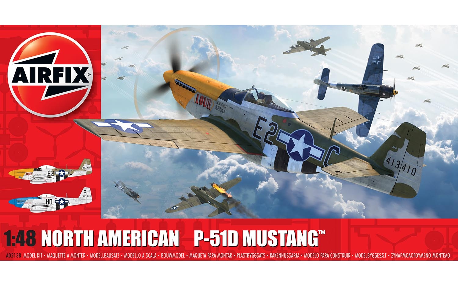 Kit Modèle Avion Guillow's North American P-51D Mustang - Échelle 1:25, Envergure 43.2 Cm | Construction En Balsa, Moteur Caoutchouc, Décalcomanies Incluses